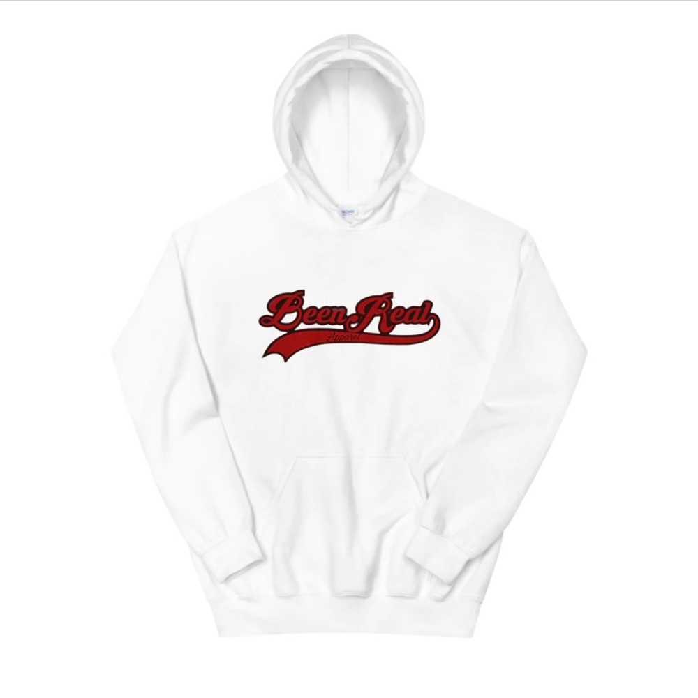 Been Real Apparel x Signature Logo Hoodie x White & Red x BeenRealApparel.com